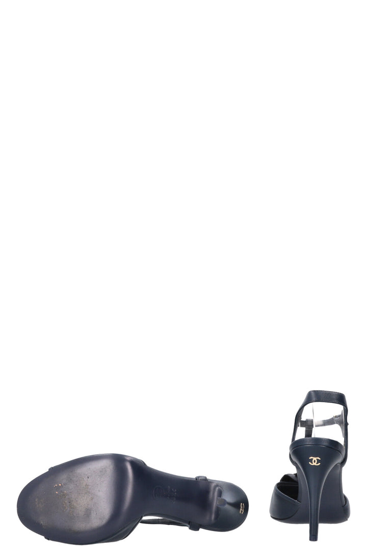 CHANEL Camellia Heels Blue