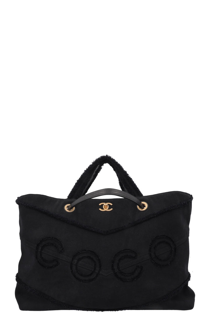 CHANEL Coco Tote Bag Canvas Black