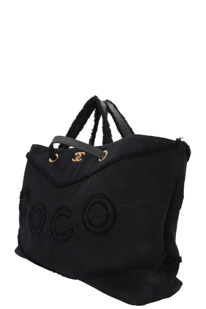 CHANEL Coco Tote Bag Canvas Black
