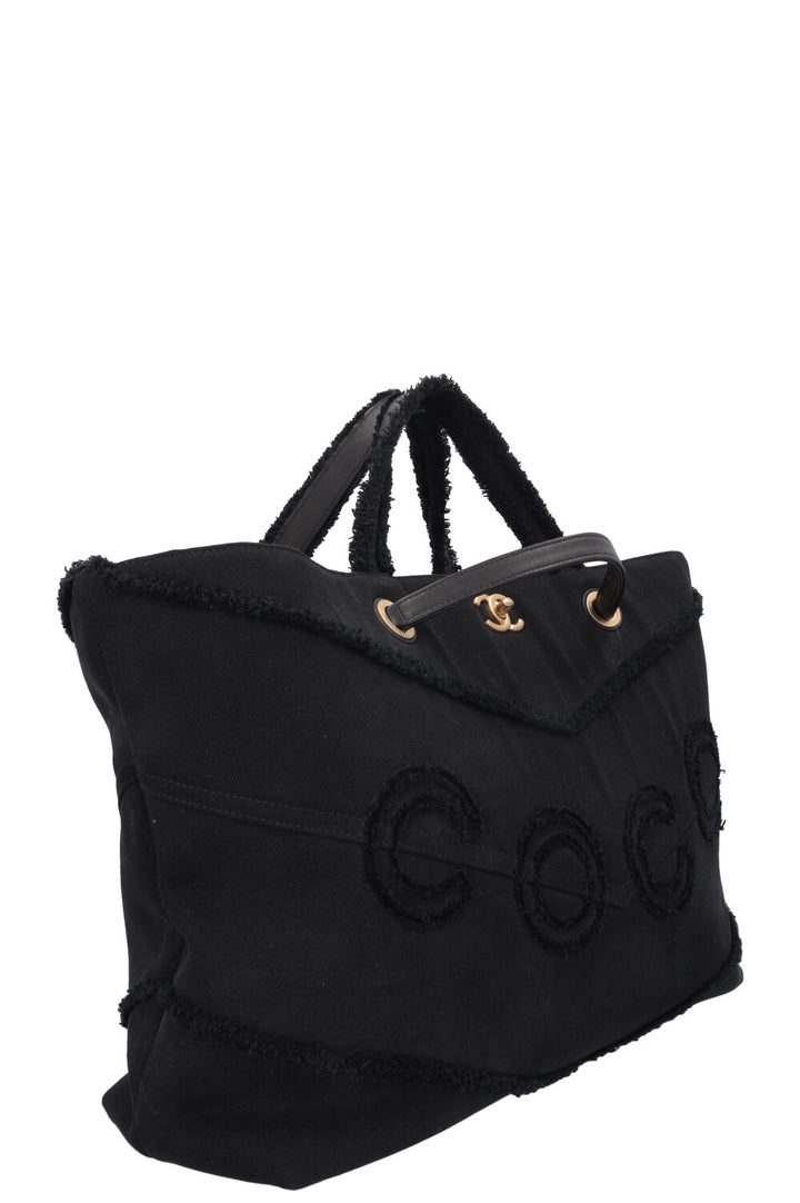 CHANEL Coco Tote Bag Canvas Black