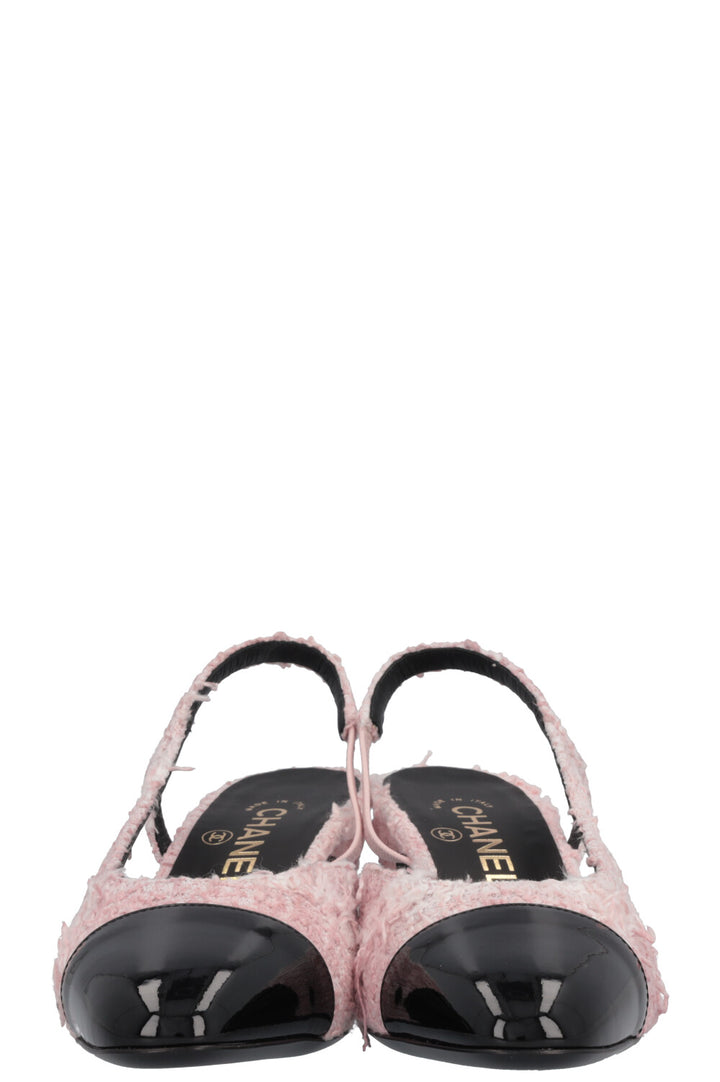 CHANEL Classic Slingback Heels Tweed Rosa