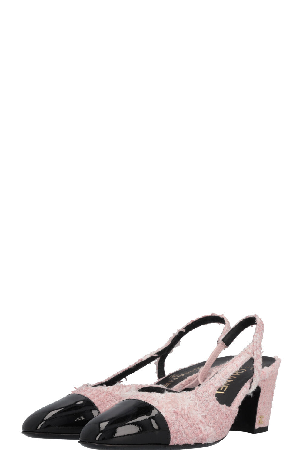 CHANEL Classic Slingback Heels Tweed Rosa