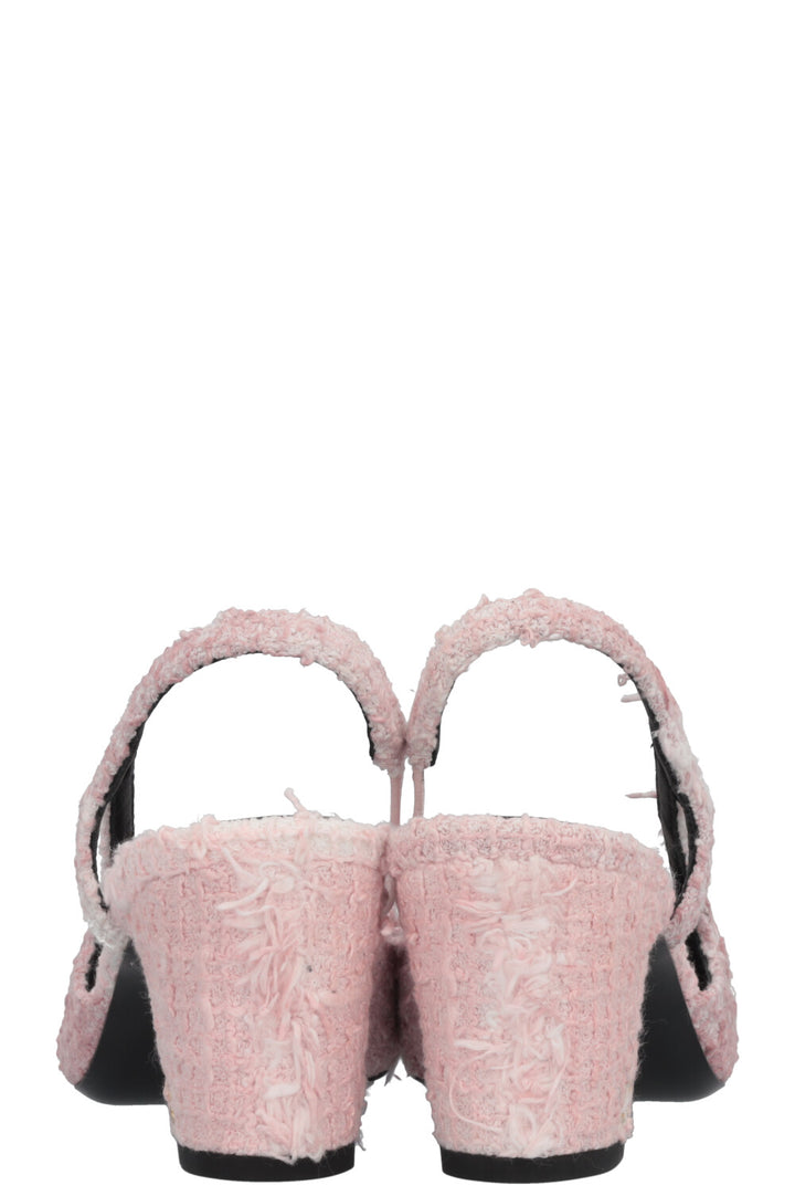 CHANEL Classic Slingback Heels Tweed Rosa