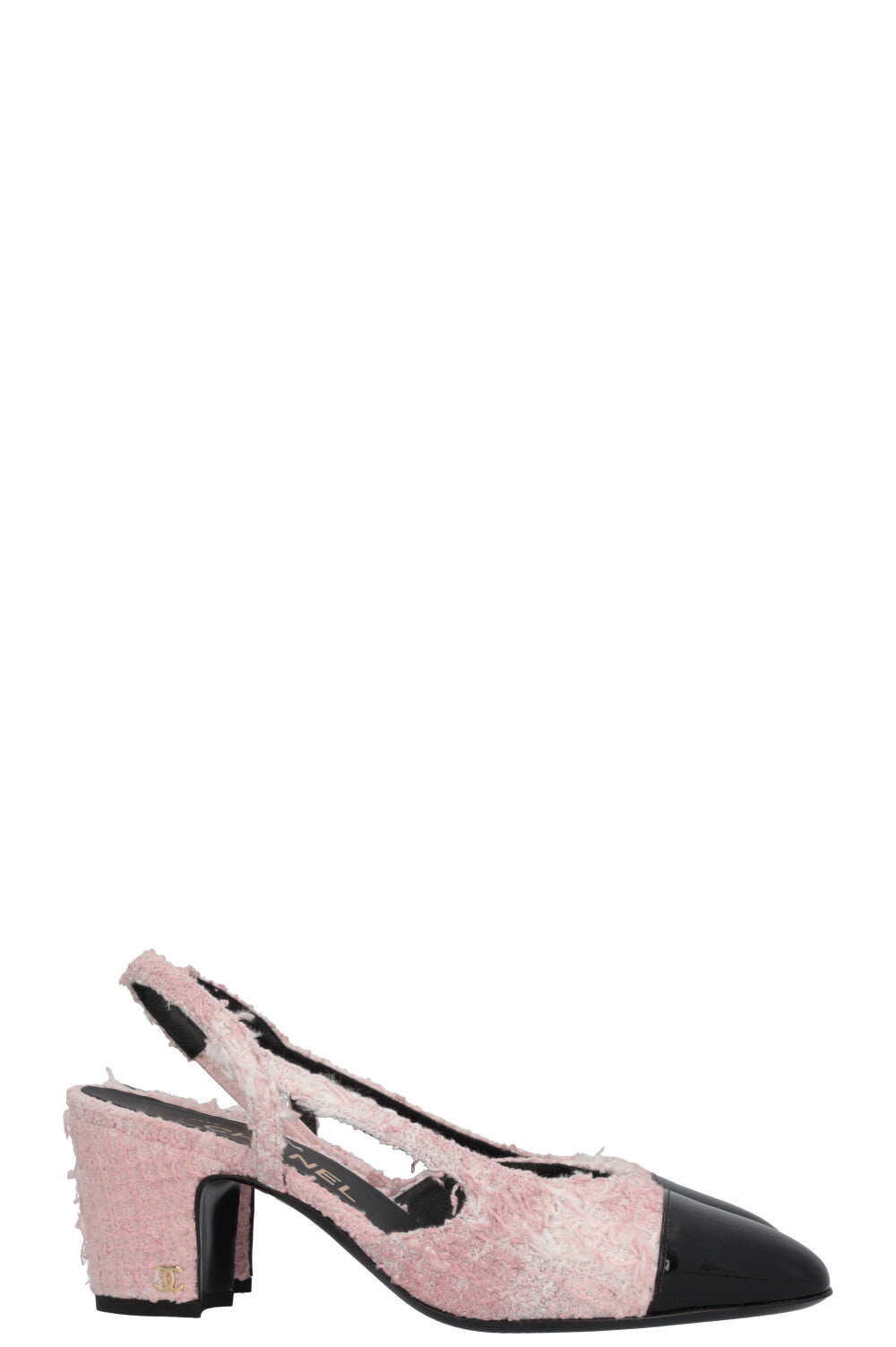CHANEL Classic Slingback Heels Tweed Rosa