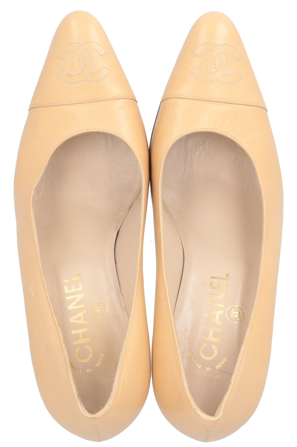 CHANEL CC Heels Beige
