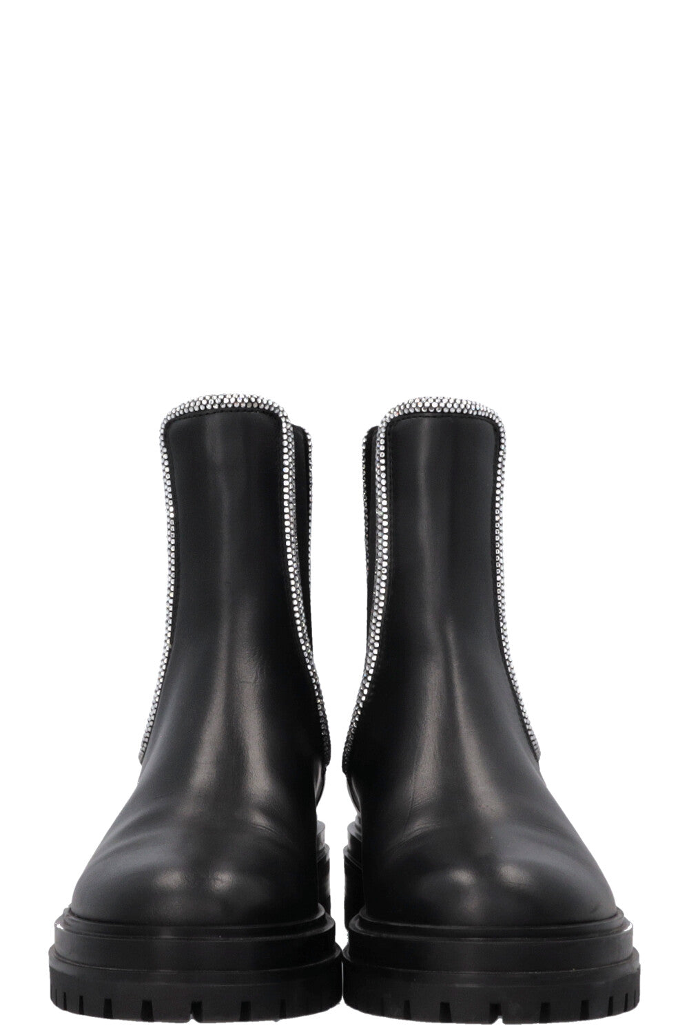 GIANVITO ROSSI Rhinestone Ankle Boots, Leather, Black