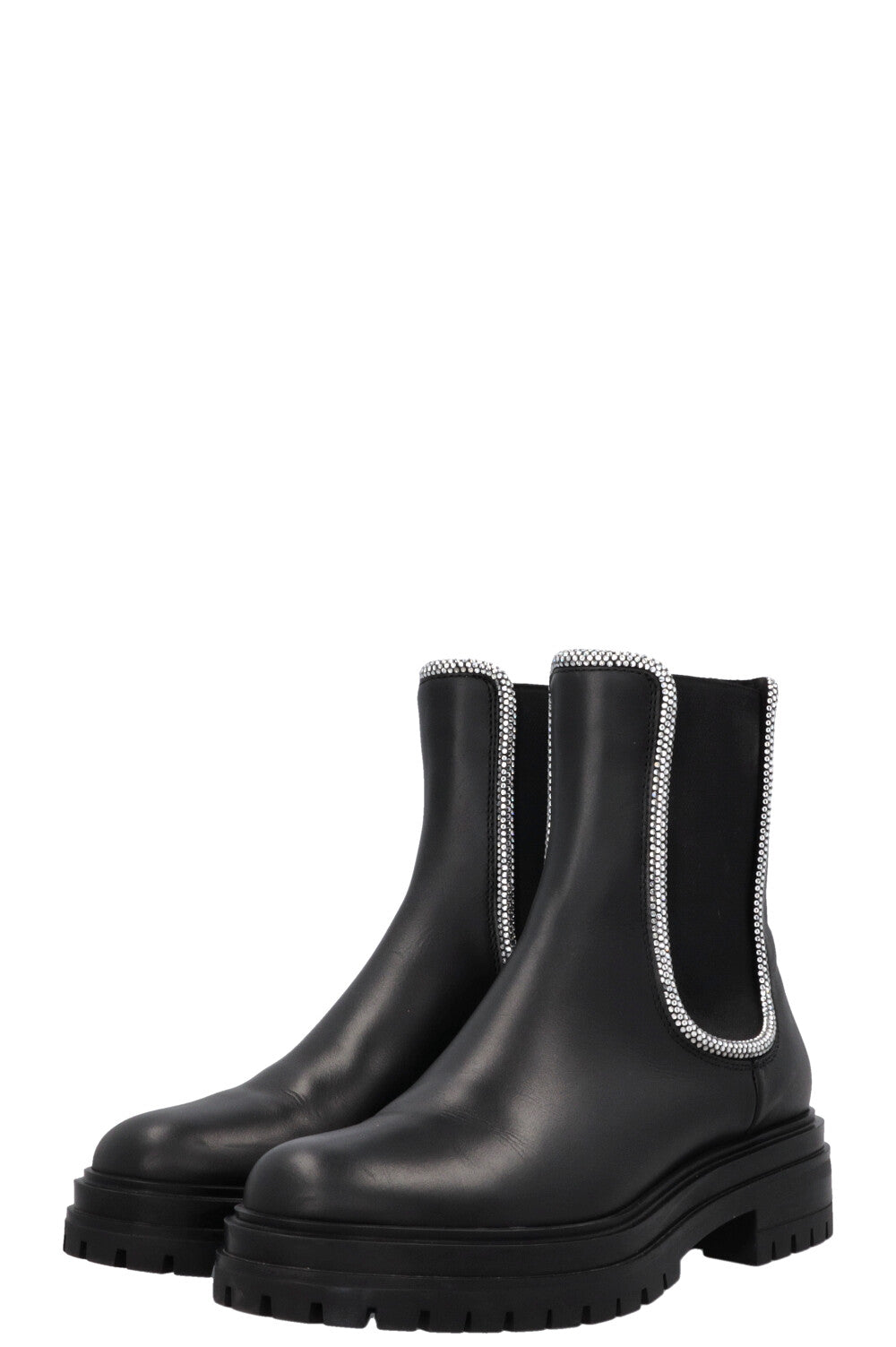 GIANVITO ROSSI Rhinestone Ankle Boots, Leather, Black