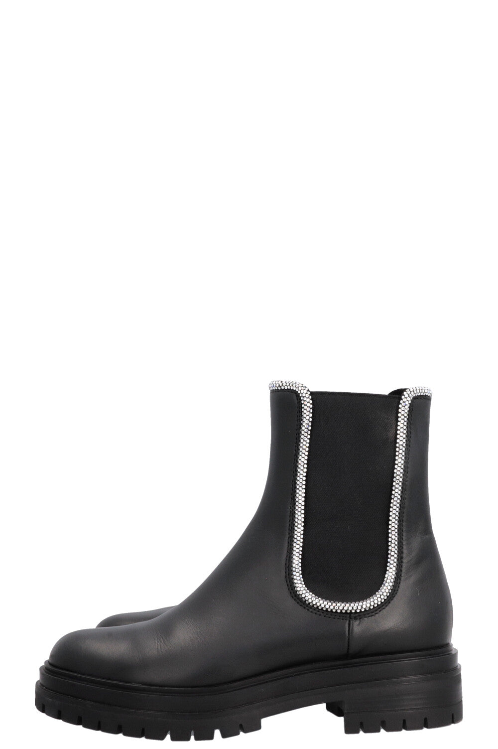 GIANVITO ROSSI Rhinestone Ankle Boots, Leather, Black