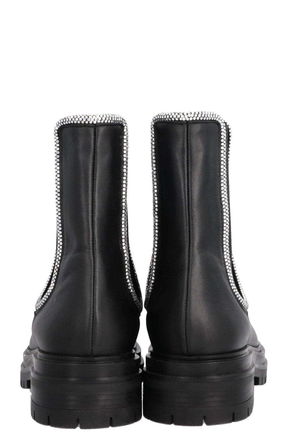 GIANVITO ROSSI Rhinestone Ankle Boots, Leather, Black