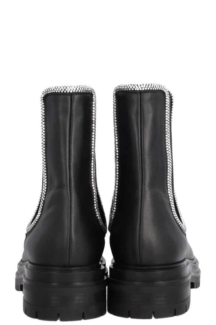 GIANVITO ROSSI Rhinestone Ankle Boots, Leather, Black
