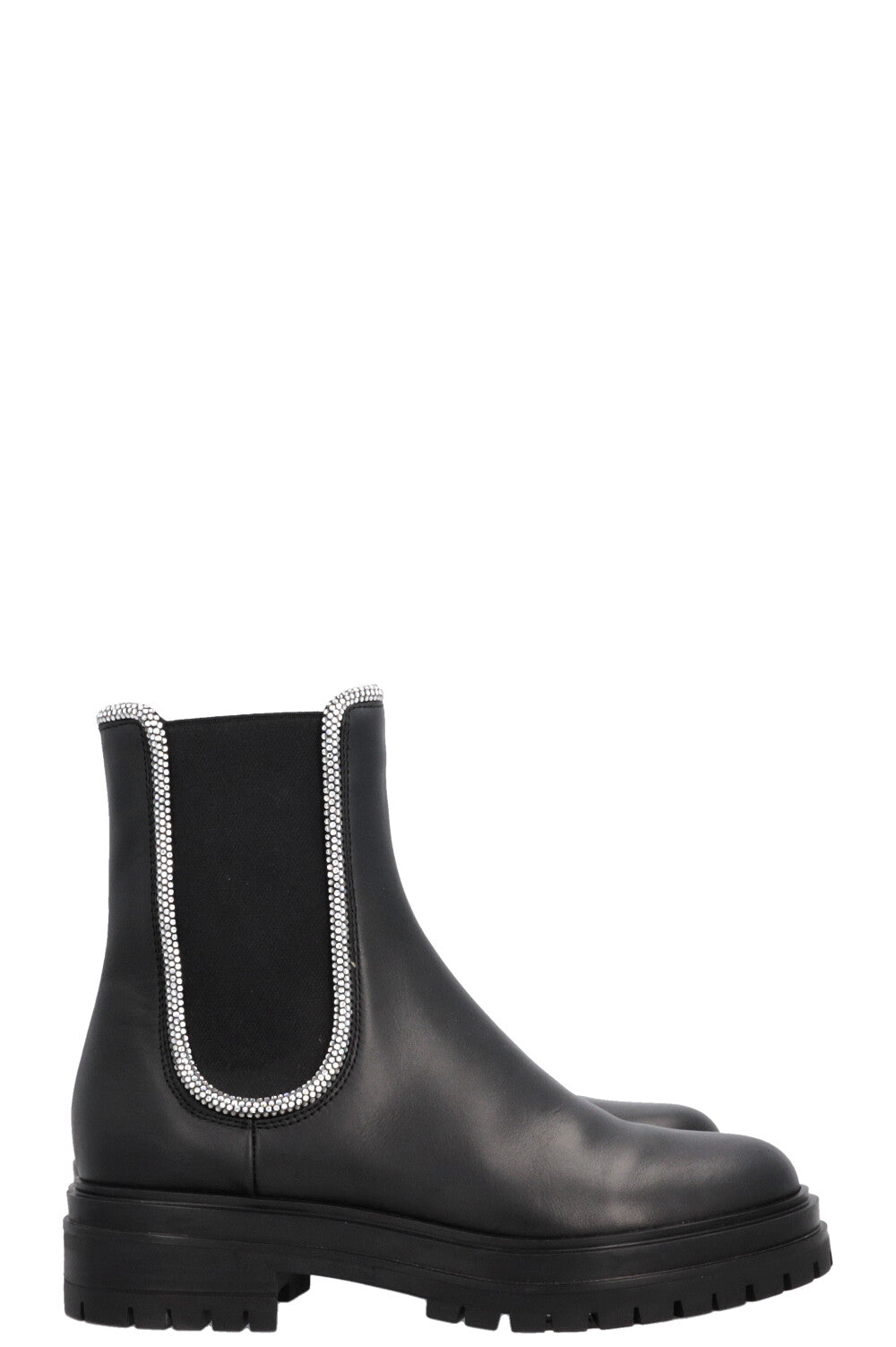 GIANVITO ROSSI Rhinestone Ankle Boots, Leather, Black