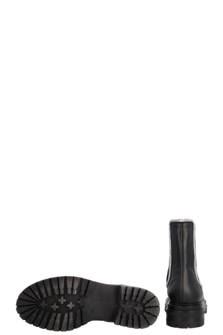 GIANVITO ROSSI Rhinestone Ankle Boots, Leather, Black