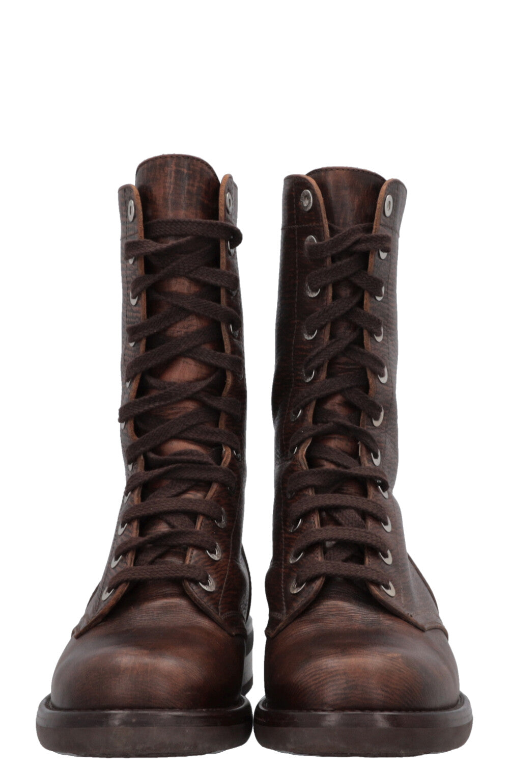 CHANEL CC Lace-Up Ankle Boots, Brown