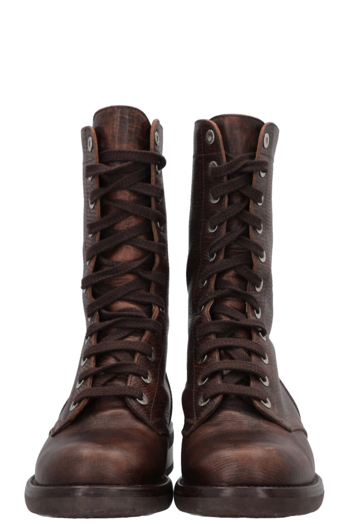 CHANEL CC Lace-Up Ankle Boots, Brown