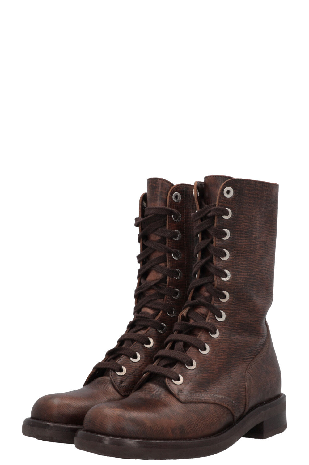 CHANEL CC Lace-Up Ankle Boots, Brown