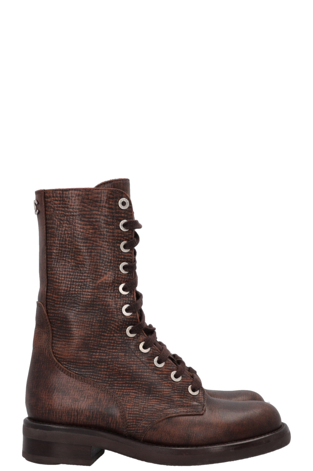 CHANEL CC Lace-Up Ankle Boots, Brown