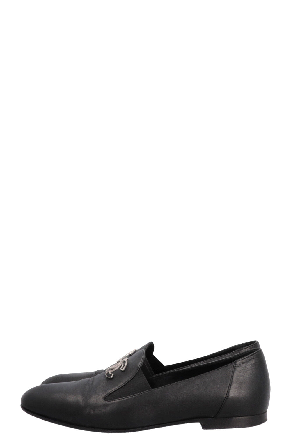 CHANEL CC Loafers Black Leather