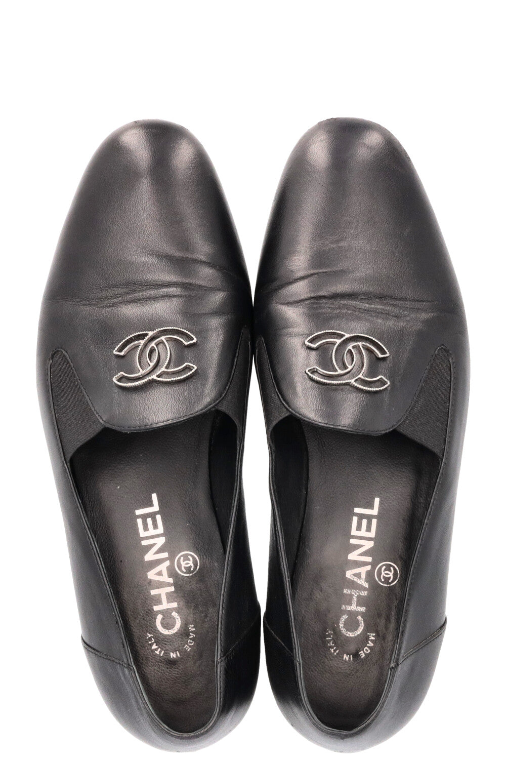 CHANEL CC Loafers Black Leather