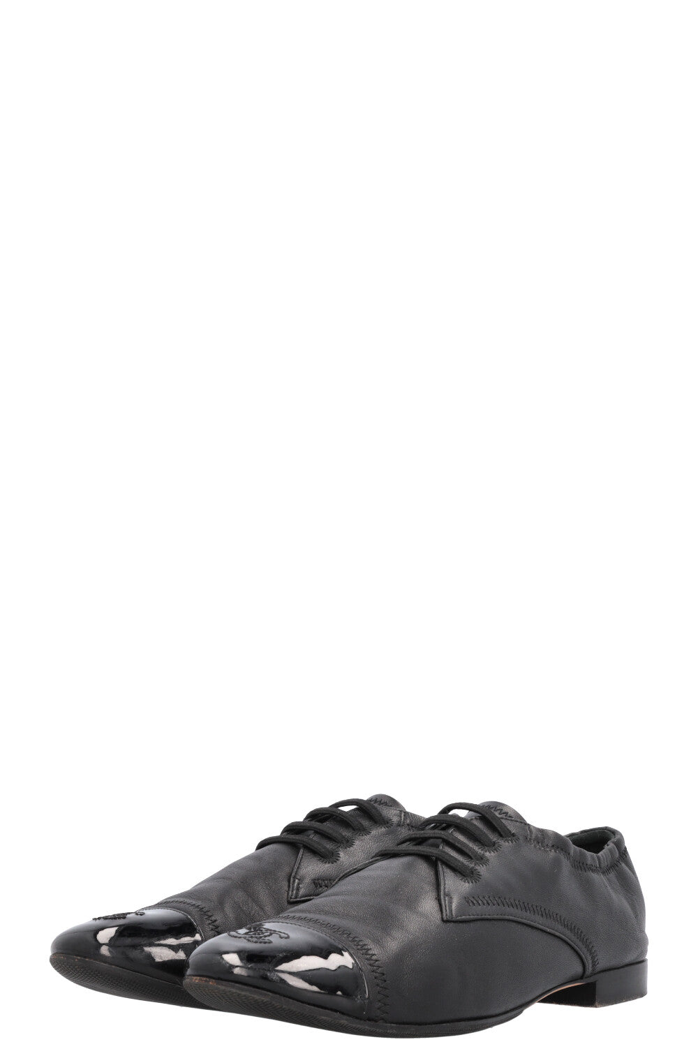 CHANEL CC Flats Leather Black
