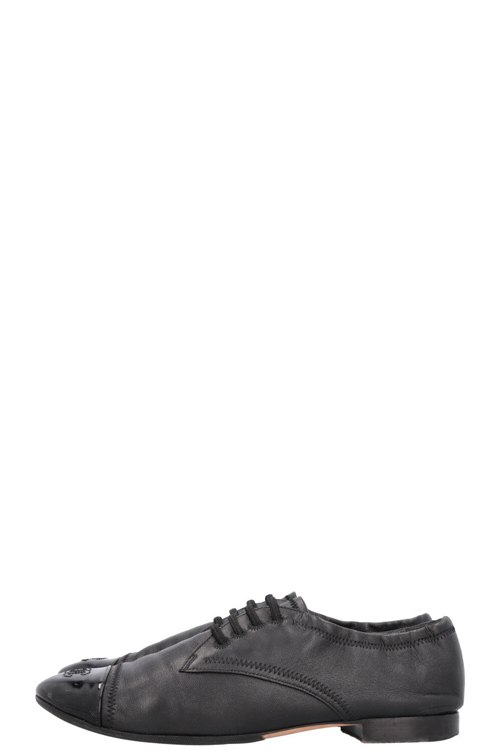CHANEL CC Flats Leather Black