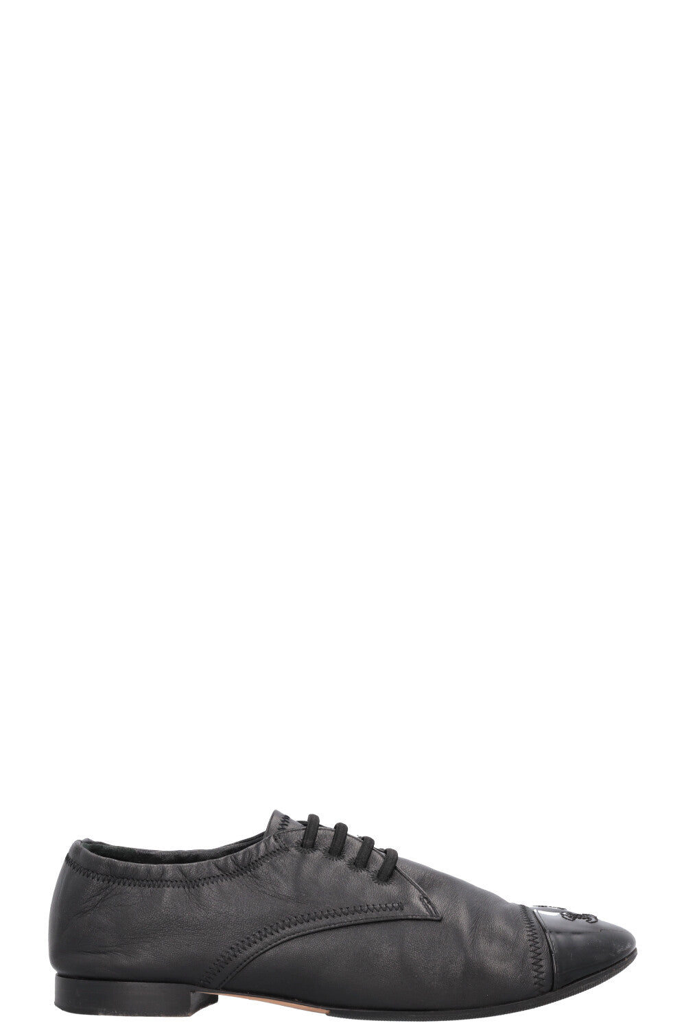 CHANEL CC Flats Leather Black