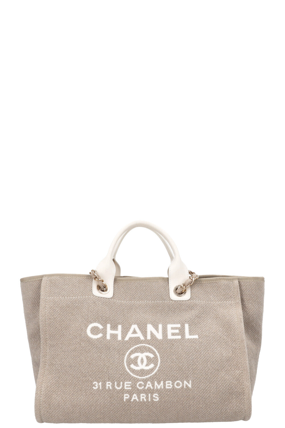 CHANEL Deauville Medium Canvas Beige