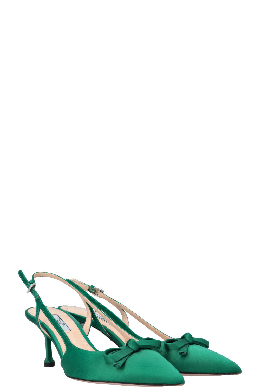 PRADA Slingback Bow Heels Satin Green – REAWAKE