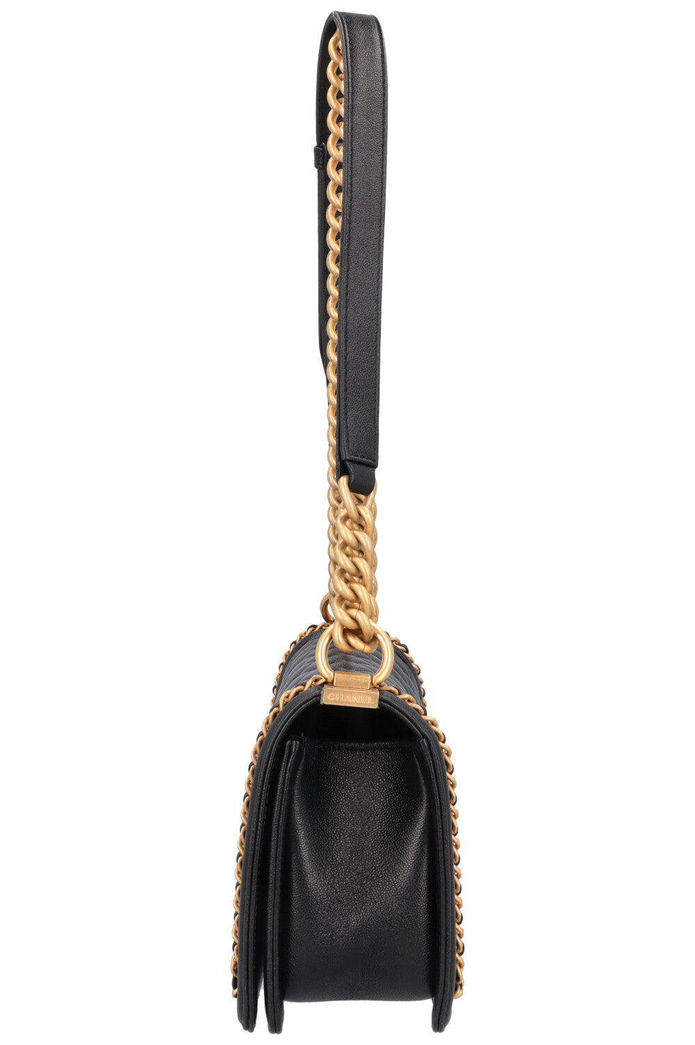 CHANEL Chain Detail Small Boy Crossbody Bag Black