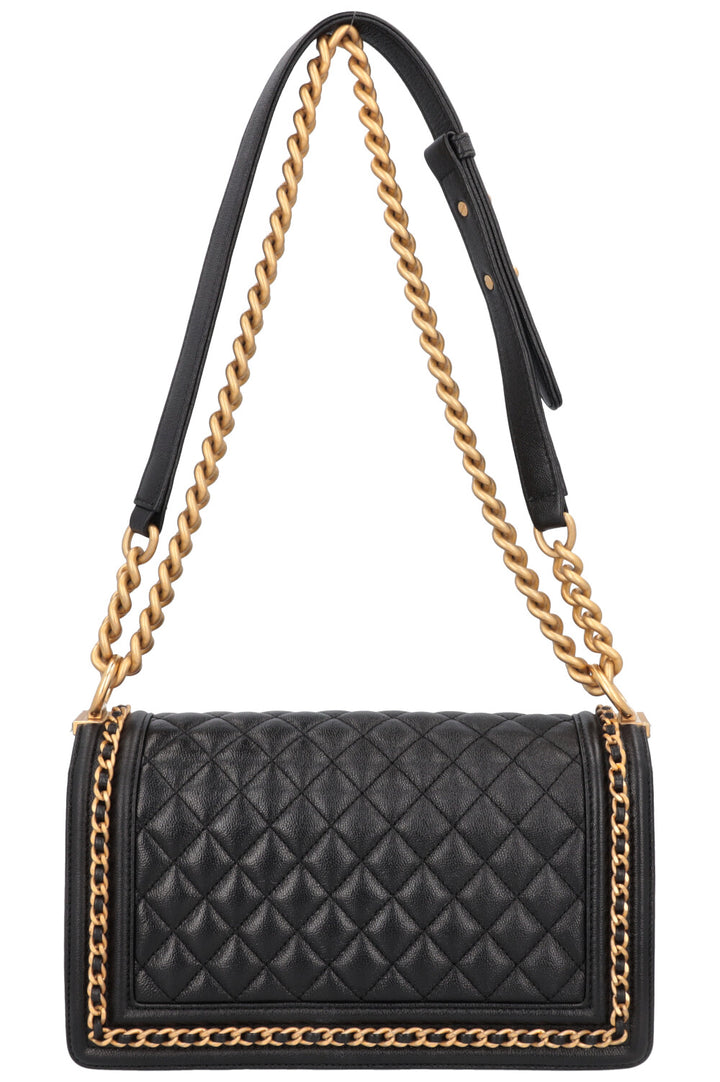 CHANEL Chain Detail Small Boy Crossbody Bag Black