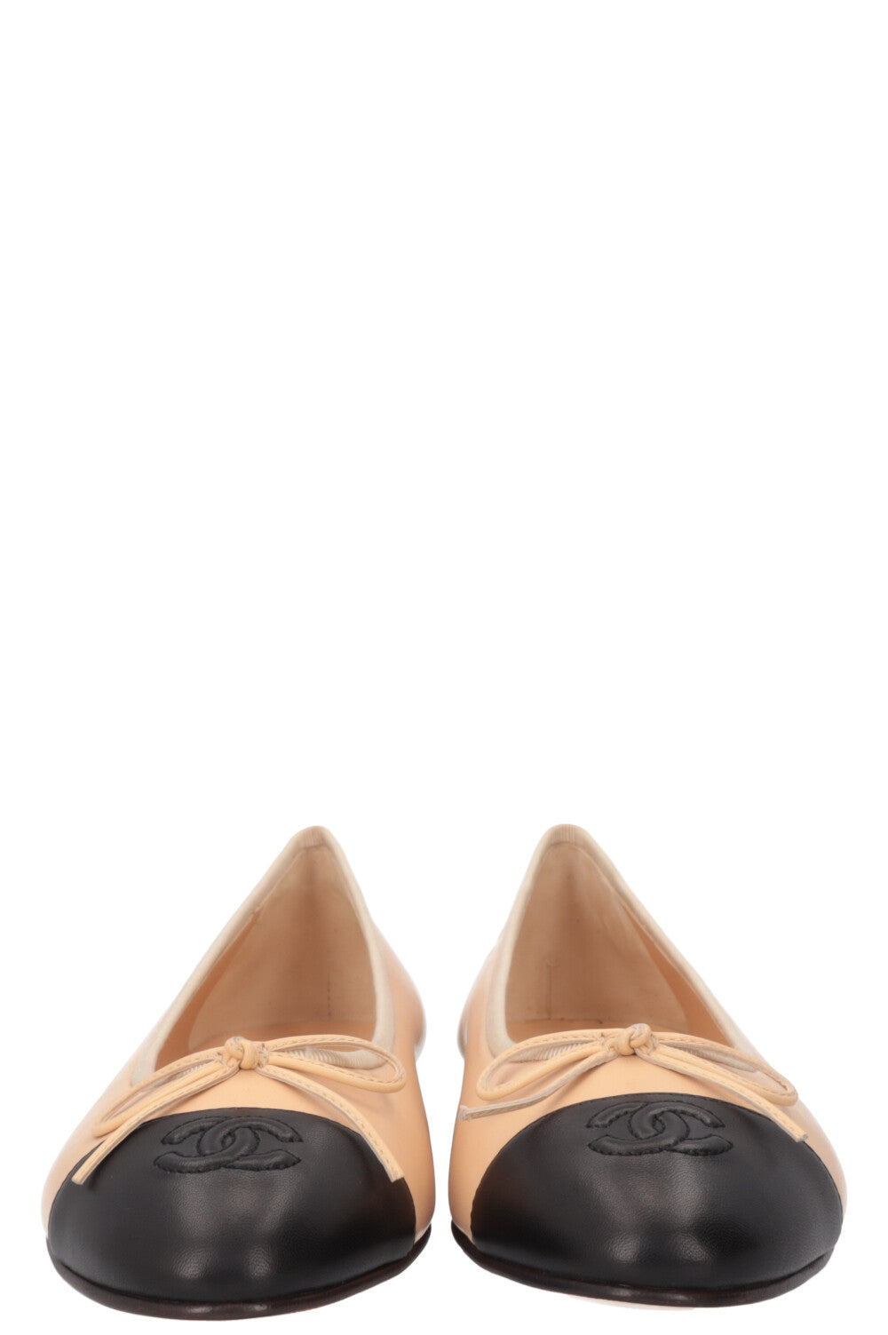 CHANEL Classic Ballet Flats Nude Black
