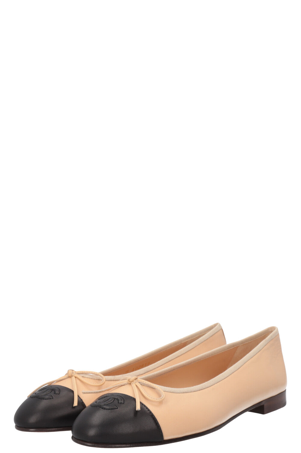 CHANEL Classic Ballet Flats Nude Black