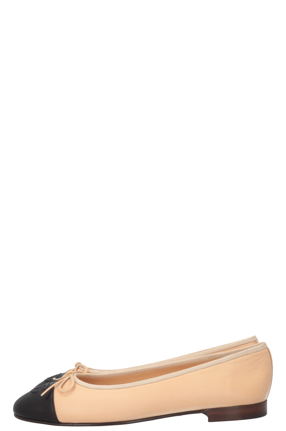CHANEL Classic Ballet Flats Nude Black