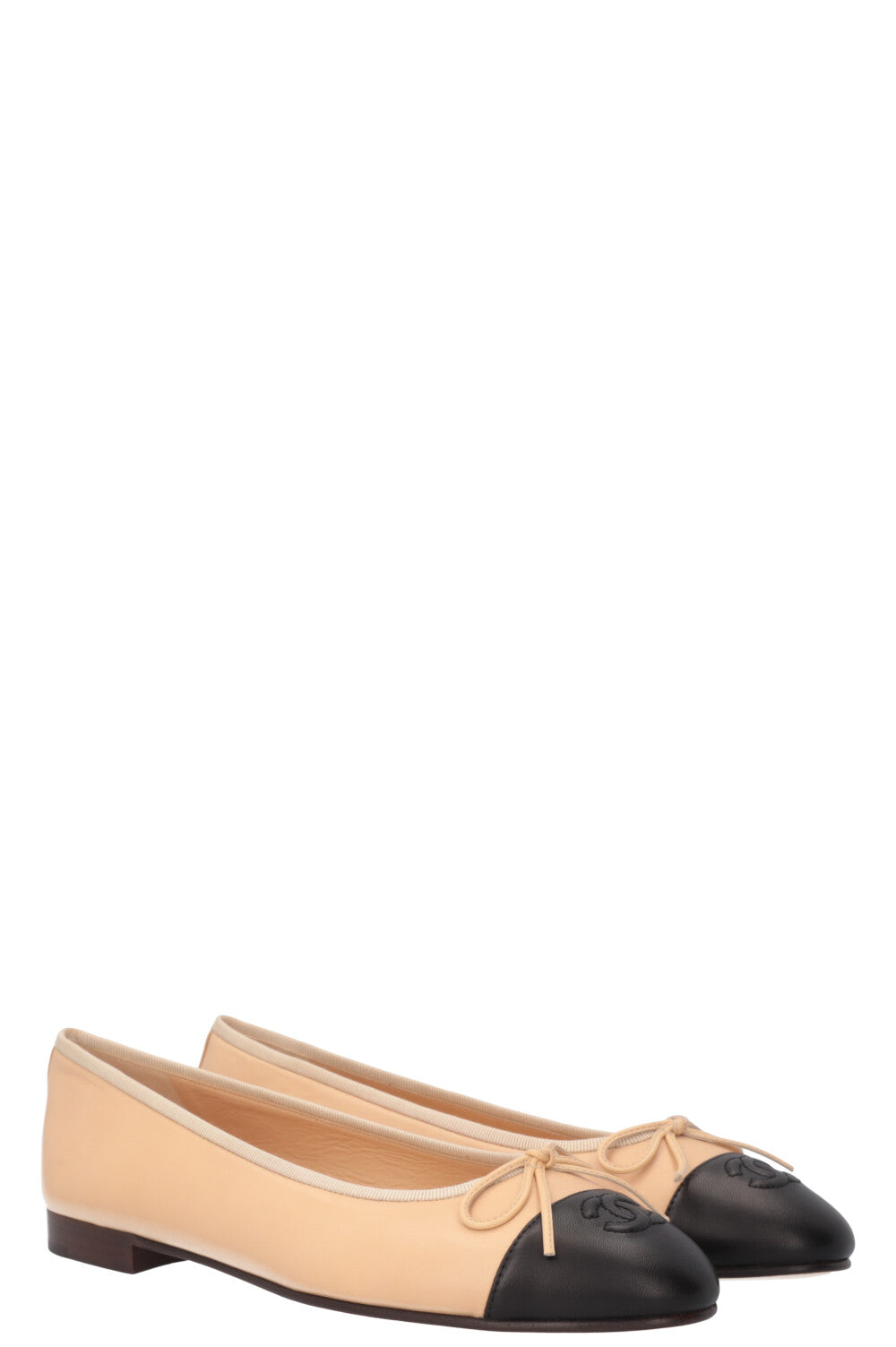 CHANEL Classic Ballet Flats Nude Black