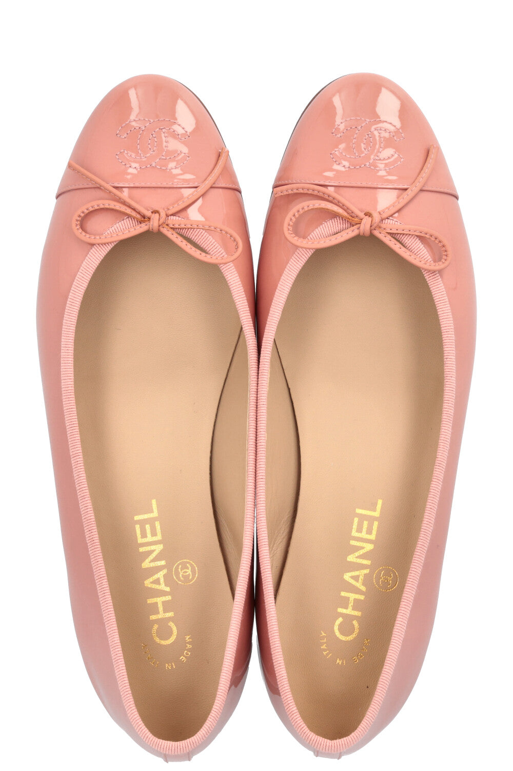 CHANEL Classic Ballet Flats Patent Pink