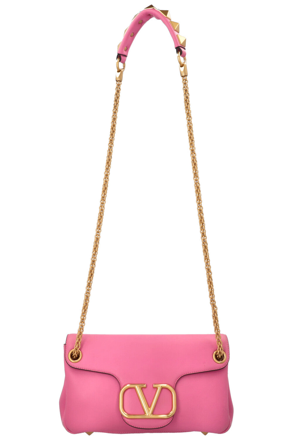 VALENTINO Roman Stud V Logo Bag Leather Pink