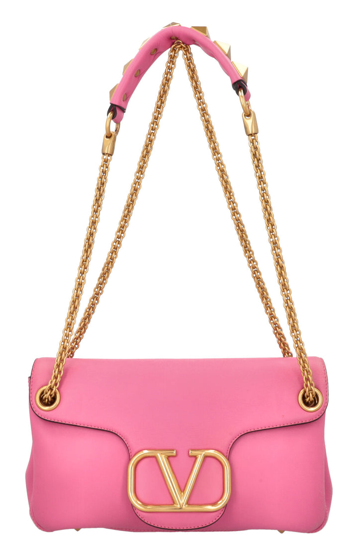 VALENTINO Roman Stud V Logo Bag Leather Pink