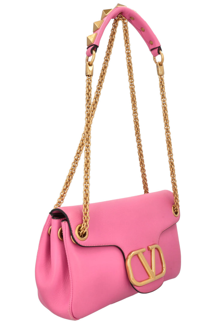 VALENTINO Roman Stud V Logo Bag Leather Pink
