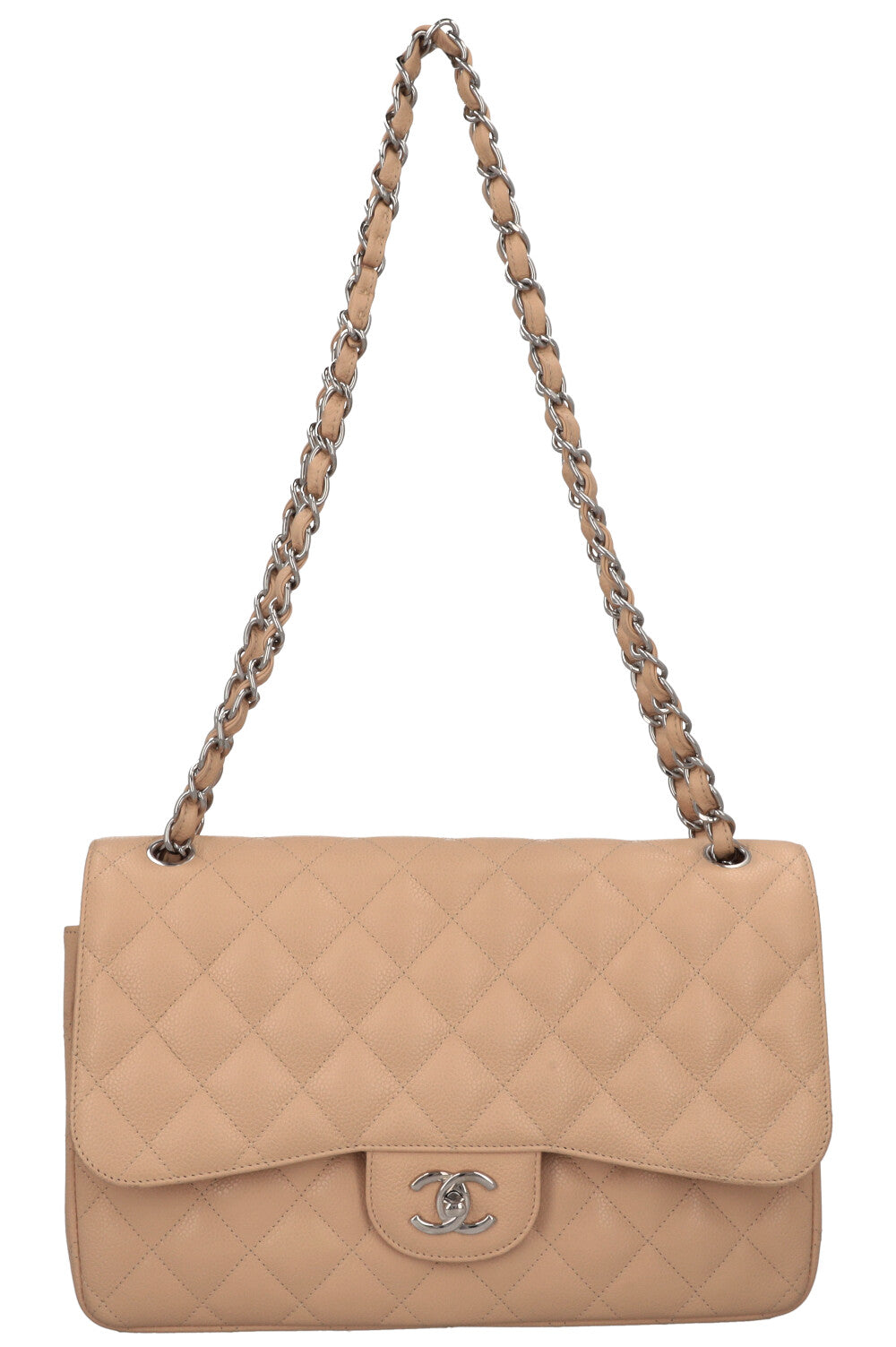 CHANEL Grand Sac Double Rabat Caviar Beige