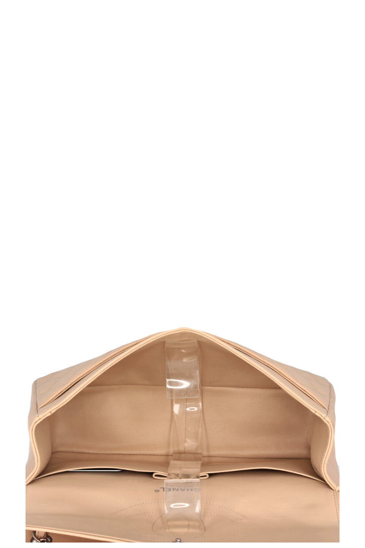 CHANEL Grand Sac Double Rabat Caviar Beige