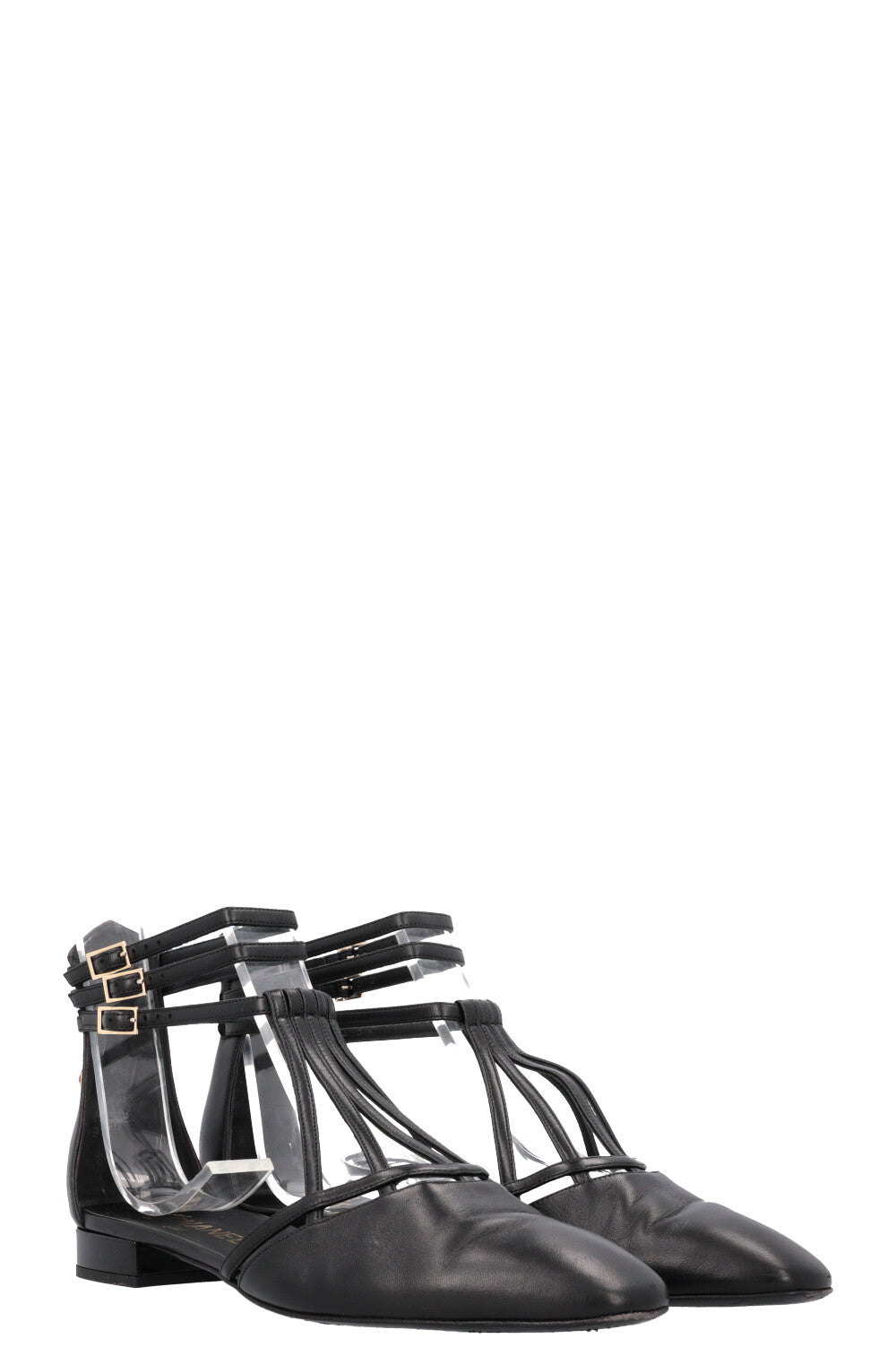 CHANEL 2019 Cut Out Flats Black Leather