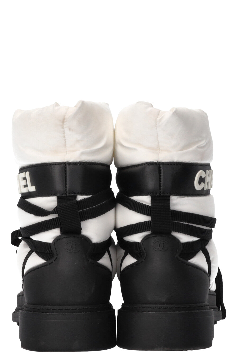 CHANEL 2019 Snow Boots Nylon Black White