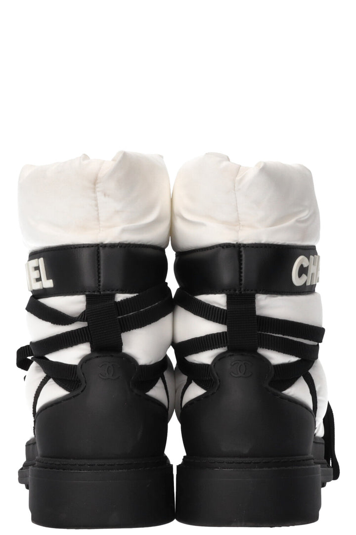 CHANEL 2019 Snow Boots Nylon Black White