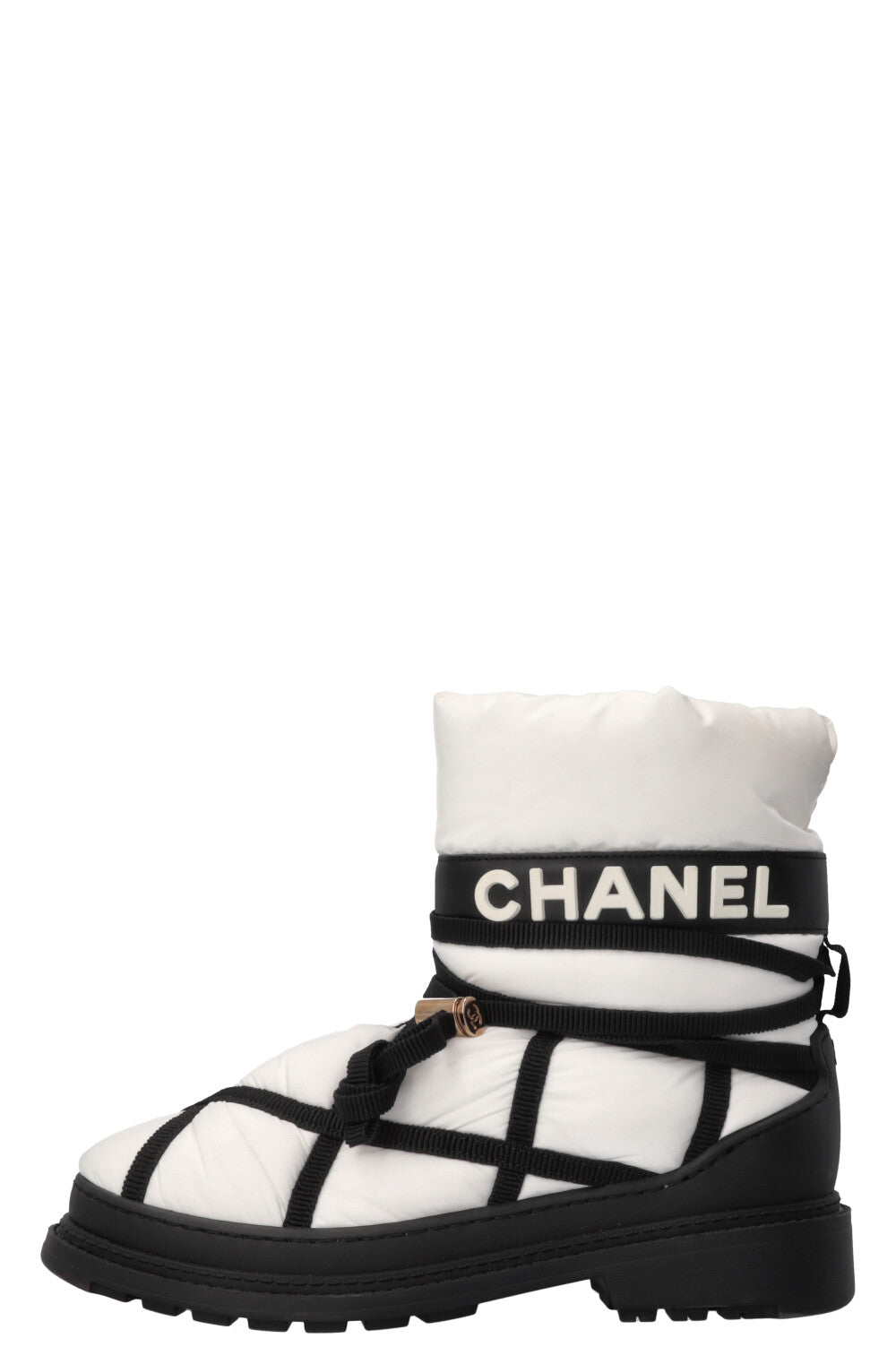 CHANEL 2019 Snow Boots Nylon Black White