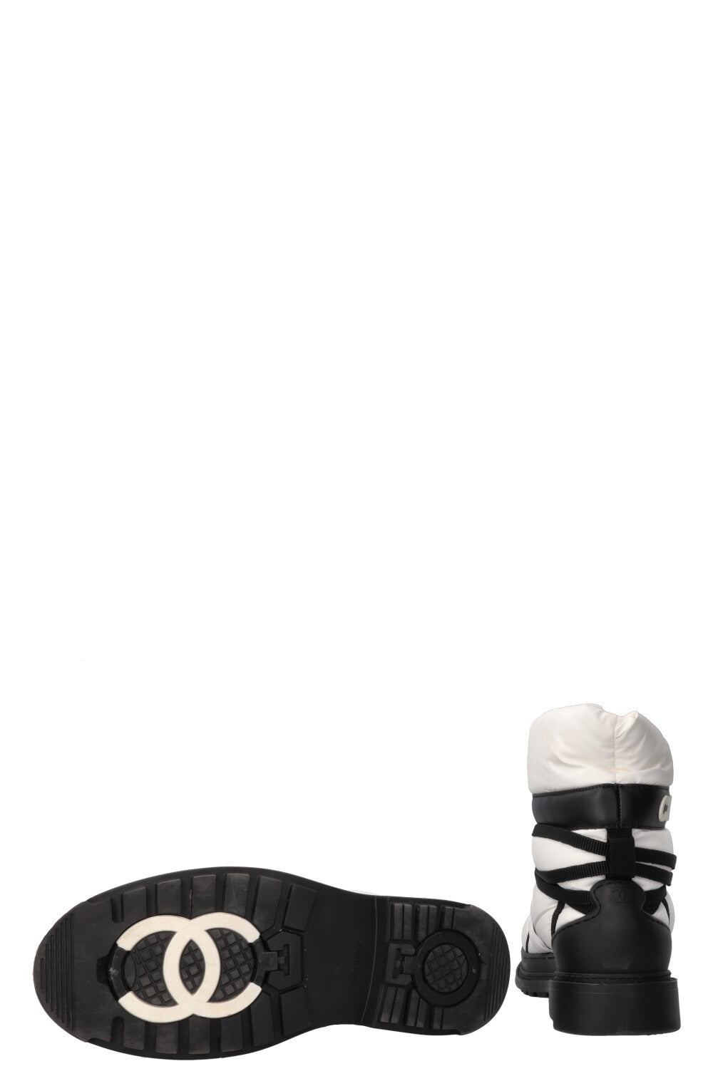 CHANEL 2019 Snow Boots Nylon Black White