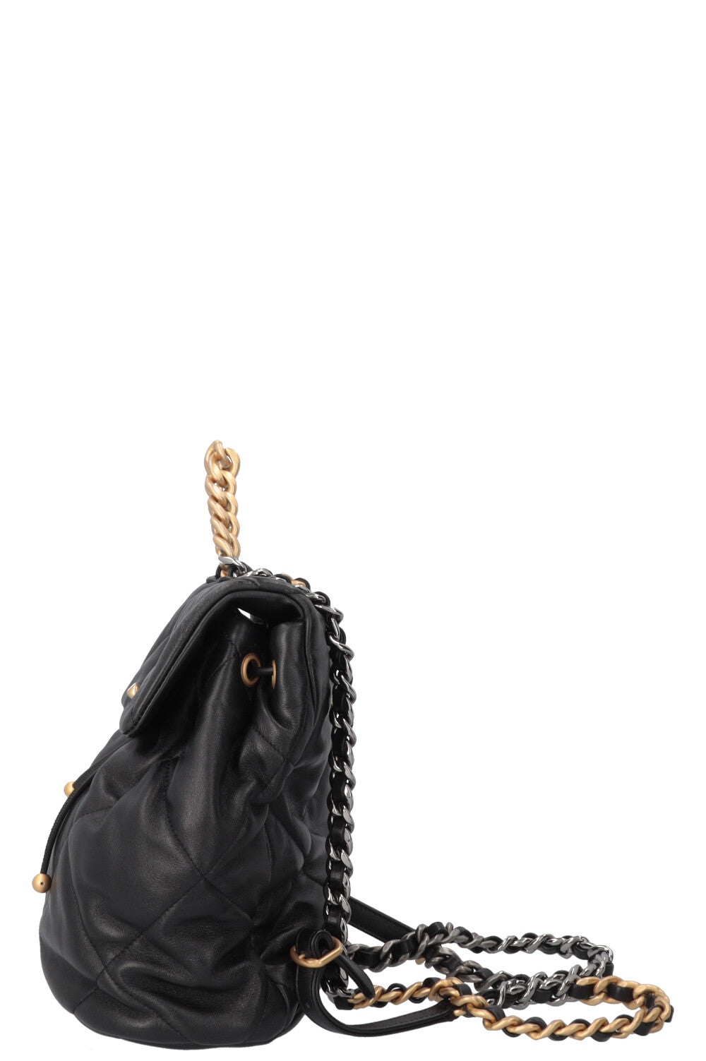 CHANEL 19 Shiny Backpack Leather Black