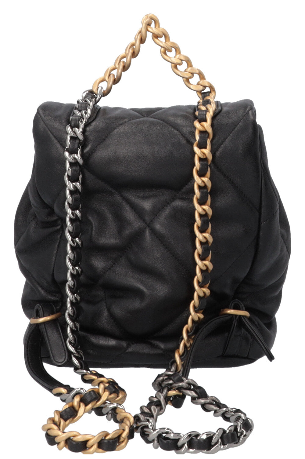 CHANEL 19 Shiny Backpack Leather Black