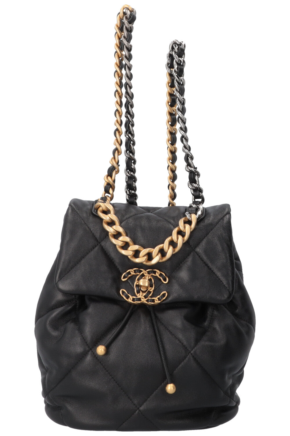 CHANEL 19 Shiny Backpack Leather Black