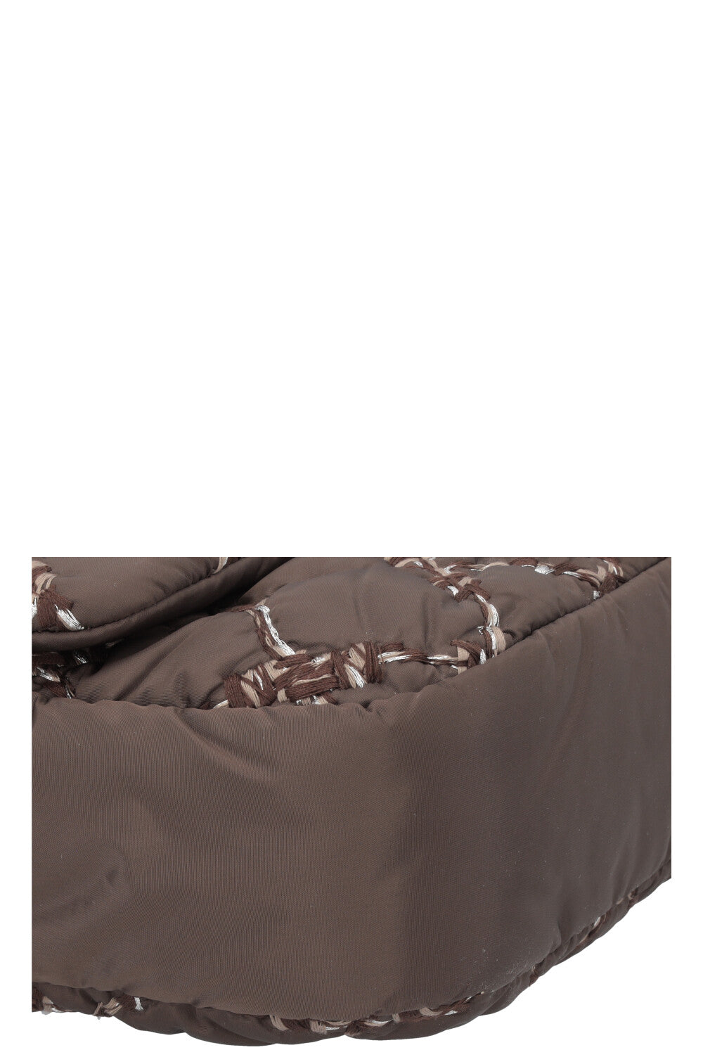 CHANEL Nylon Quilted Single Flap Bag Brown
