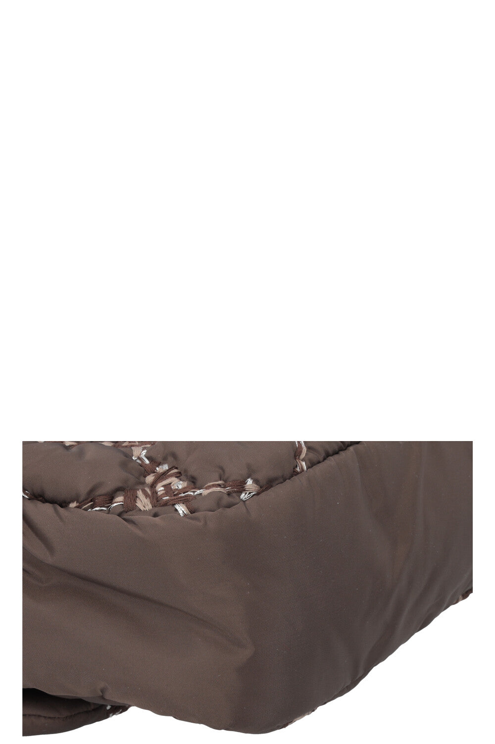 CHANEL Nylon Quilted Single Flap Bag Brown