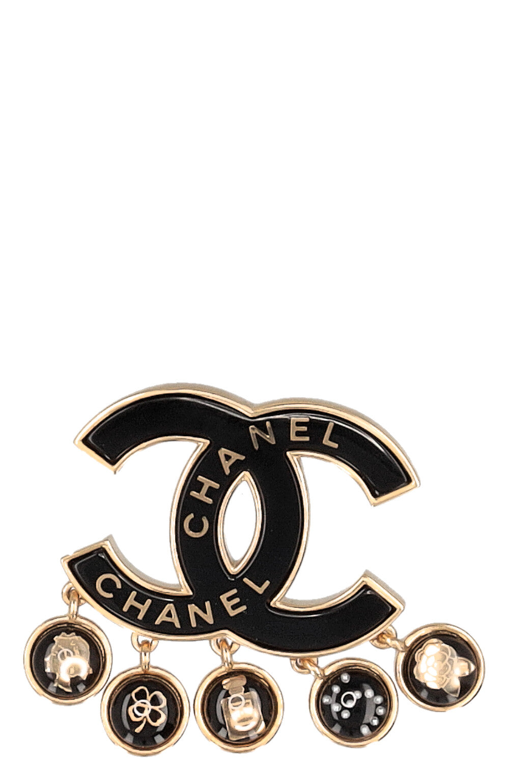 CHANEL Charm Brooch Black Gold